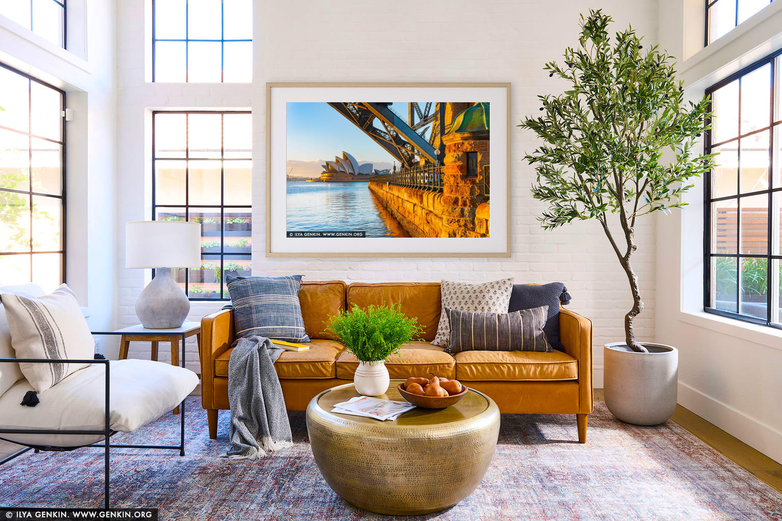 Harbour Embrace, Sydney Opera House wall art in a minimalist living room interior