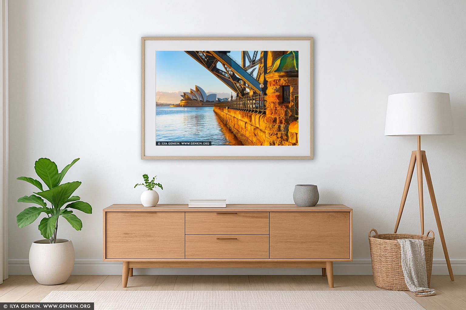 Harbour Embrace, Sydney Opera House wall art in a luxury living room interior
