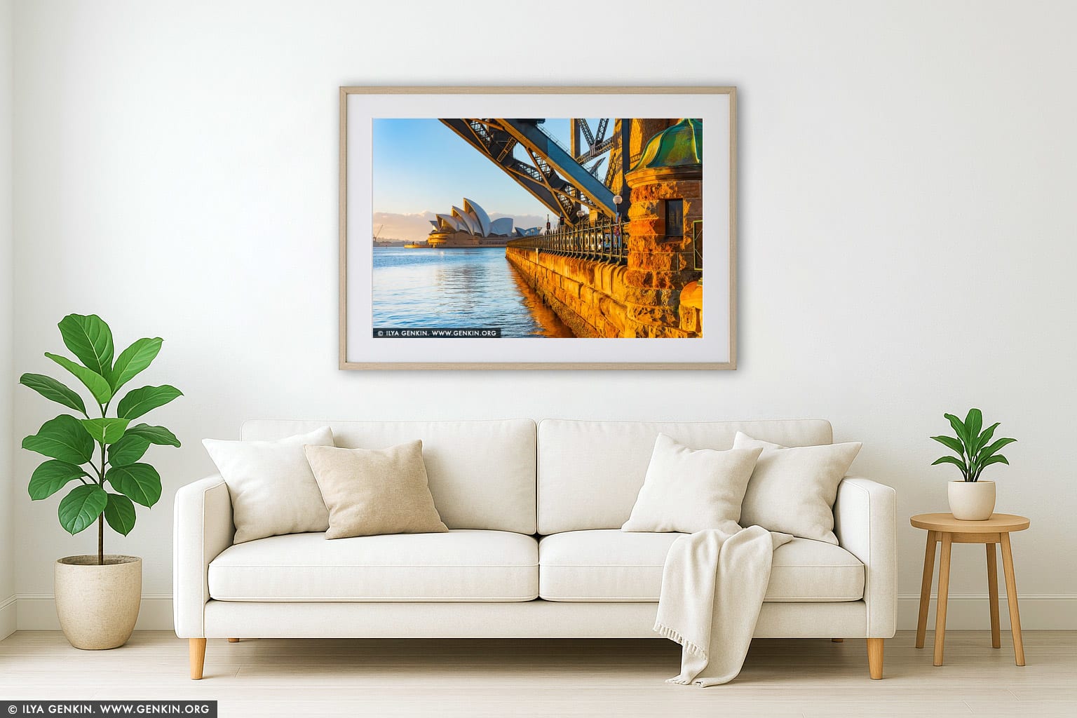 Harbour Embrace, Sydney Opera House wall art in a contemporary living room interior