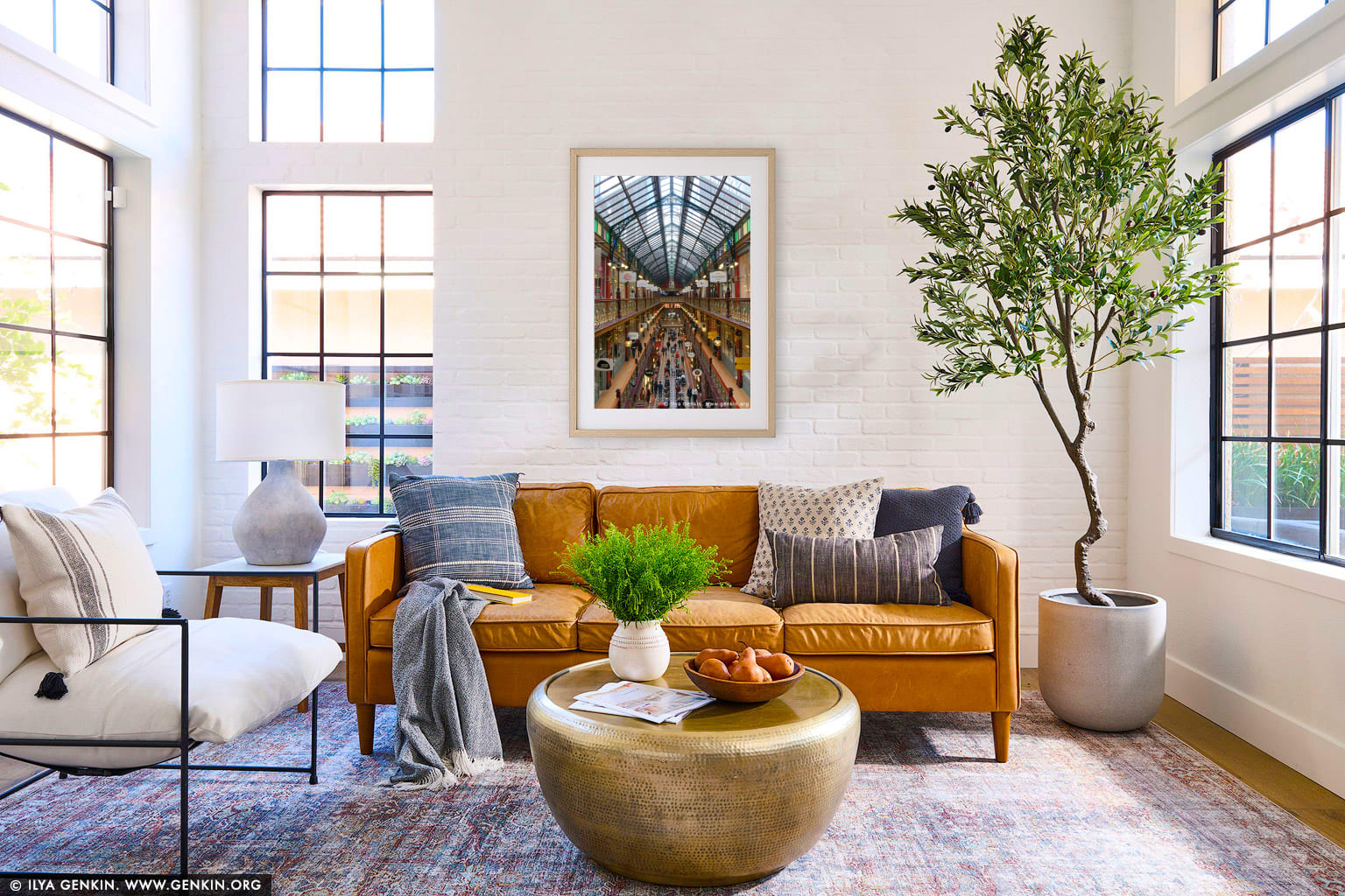 Interior of The Strand Arcade wall art in a luxury living room interior