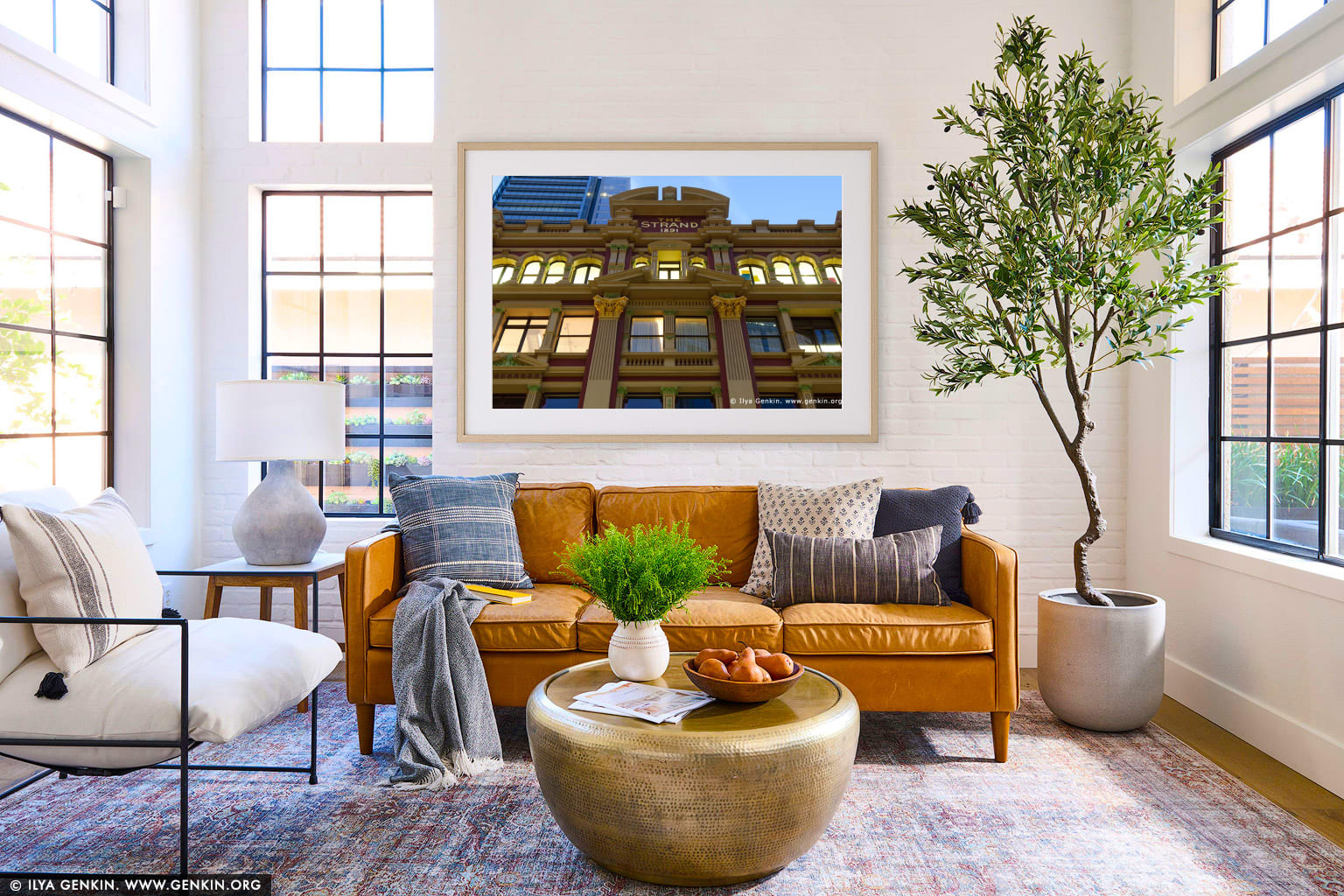 The Strand Arcade Roof Details wall art in a luxury living room interior