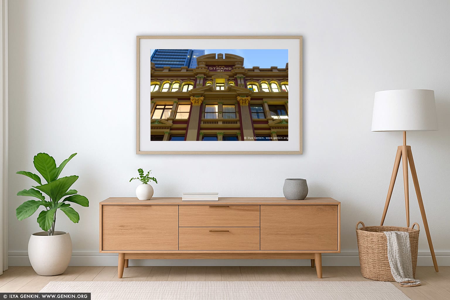 The Strand Arcade Roof Details wall art in a modern living room interior