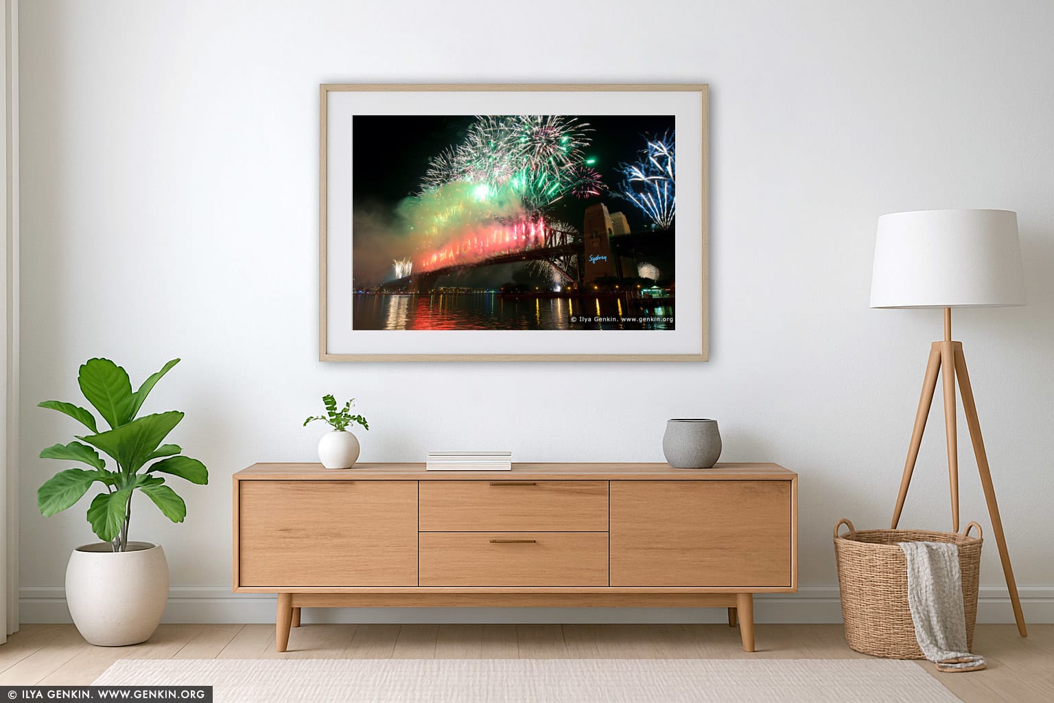 New Year Eve 2012 Midnight Fireworks Display wall art in a luxury living room interior