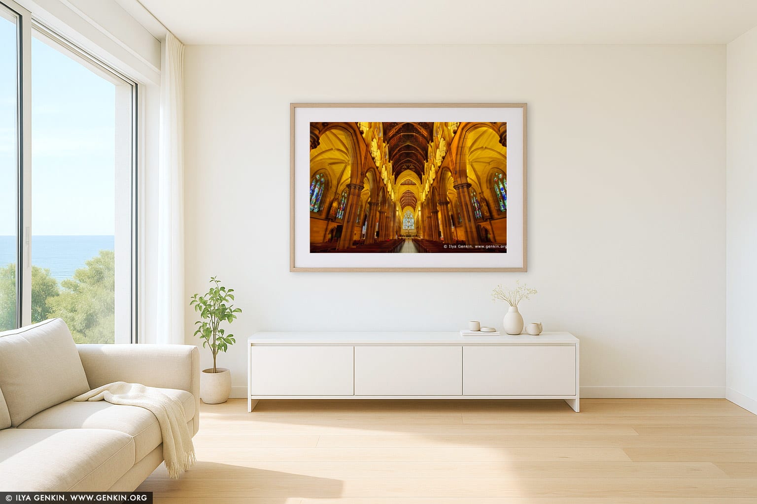 St. Mary's Cathedral Interior wall art in a modern living room interior