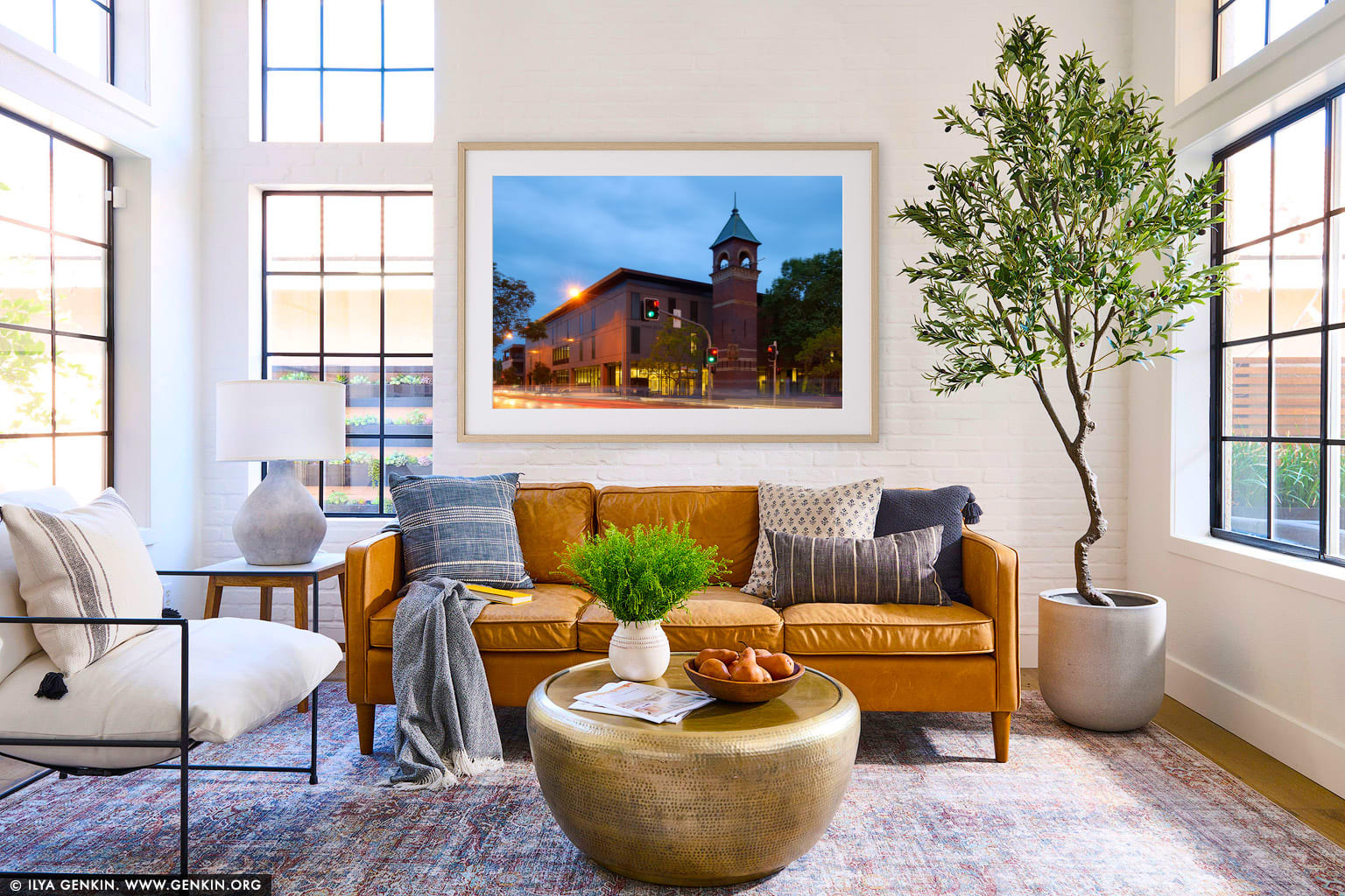 Parramatta Court House wall art in a contemporary living room interior