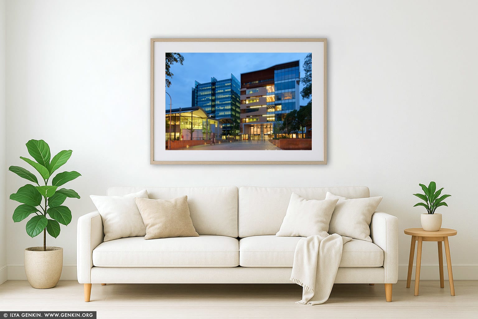 Parramatta Justice Precinct wall art in a contemporary living room interior