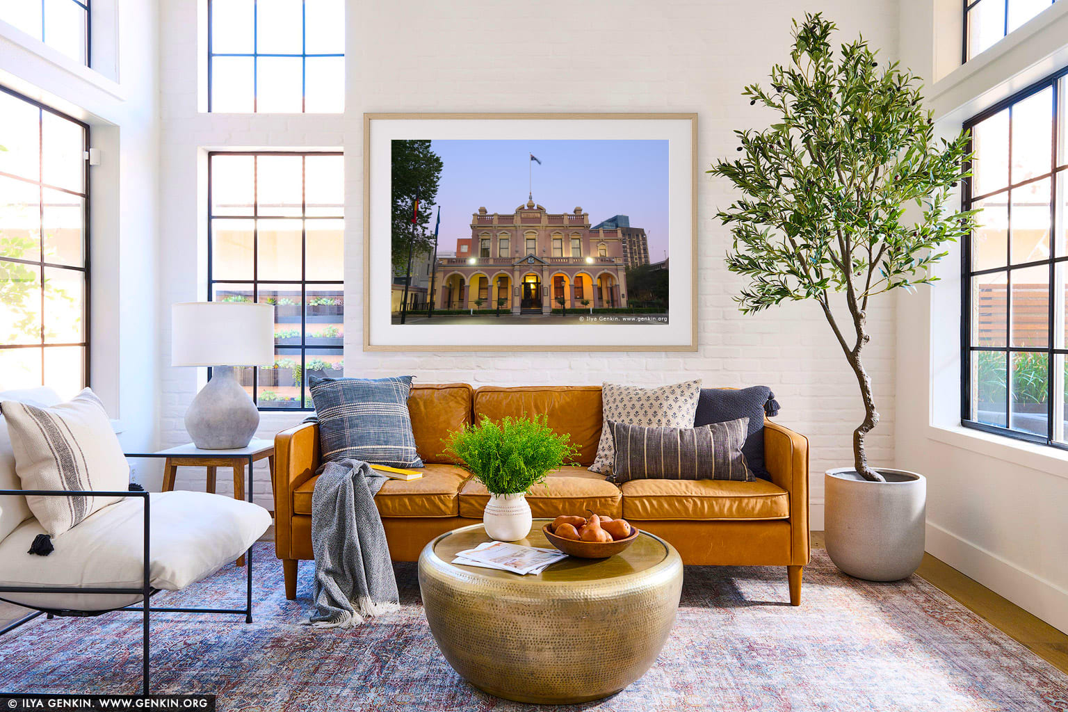 Parramatta City Town Hall wall art in a contemporary living room interior