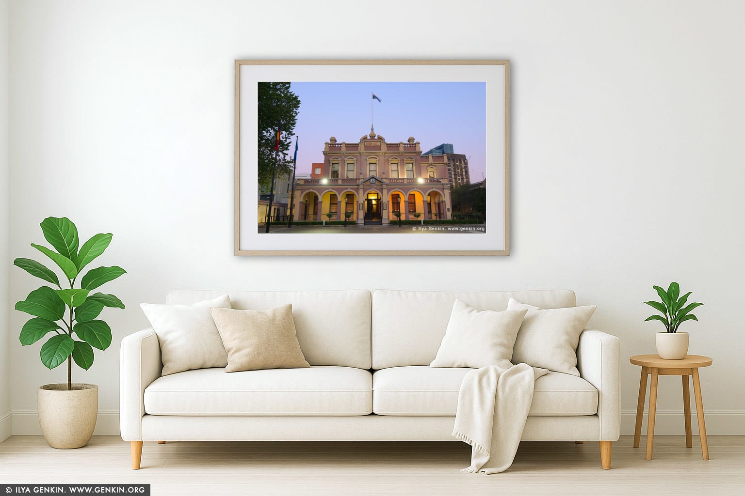 Parramatta City Town Hall wall art in a modern living room interior