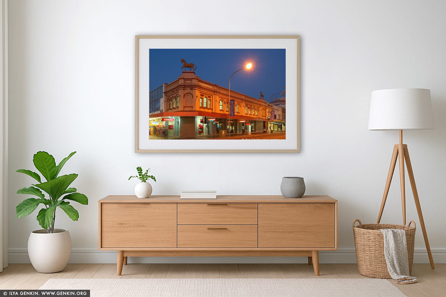 Bendigo Bank Building at Bicentennial Square (Centenary Square) wall art in a modern living room interior