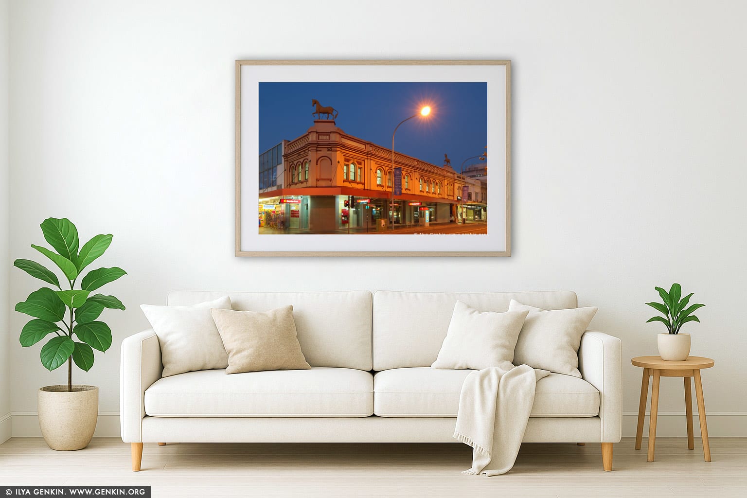 Bendigo Bank Building at Bicentennial Square (Centenary Square) wall art in a minimalist living room interior
