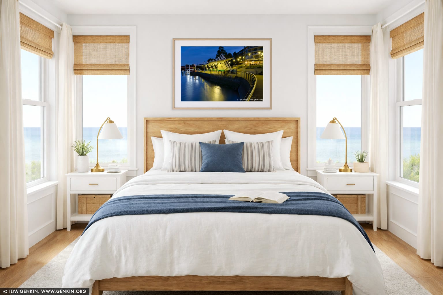 Parramatta Ferry Wharf wall art in a bedroom interior