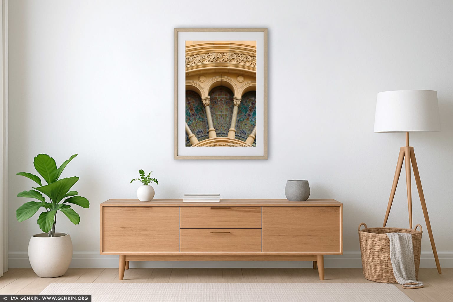 Queen Victoria Building (QVB) Architecture Details wall art in a luxury living room interior