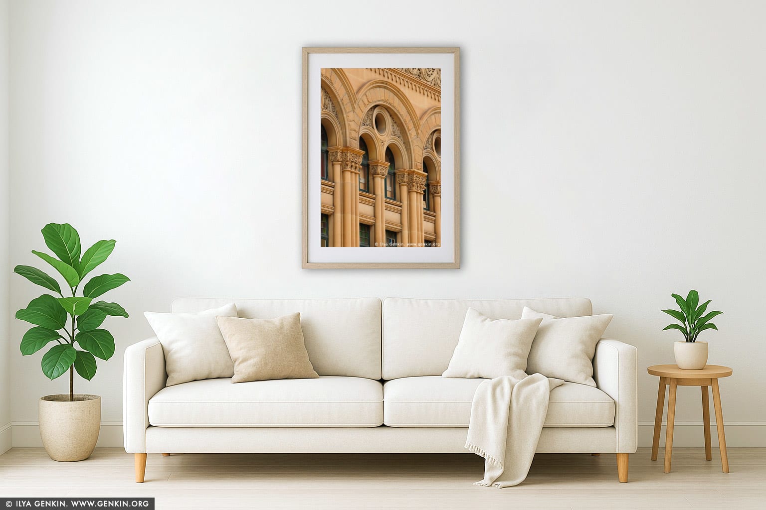 Queen Victoria Building (QVB) Architecture Details wall art in a modern living room interior