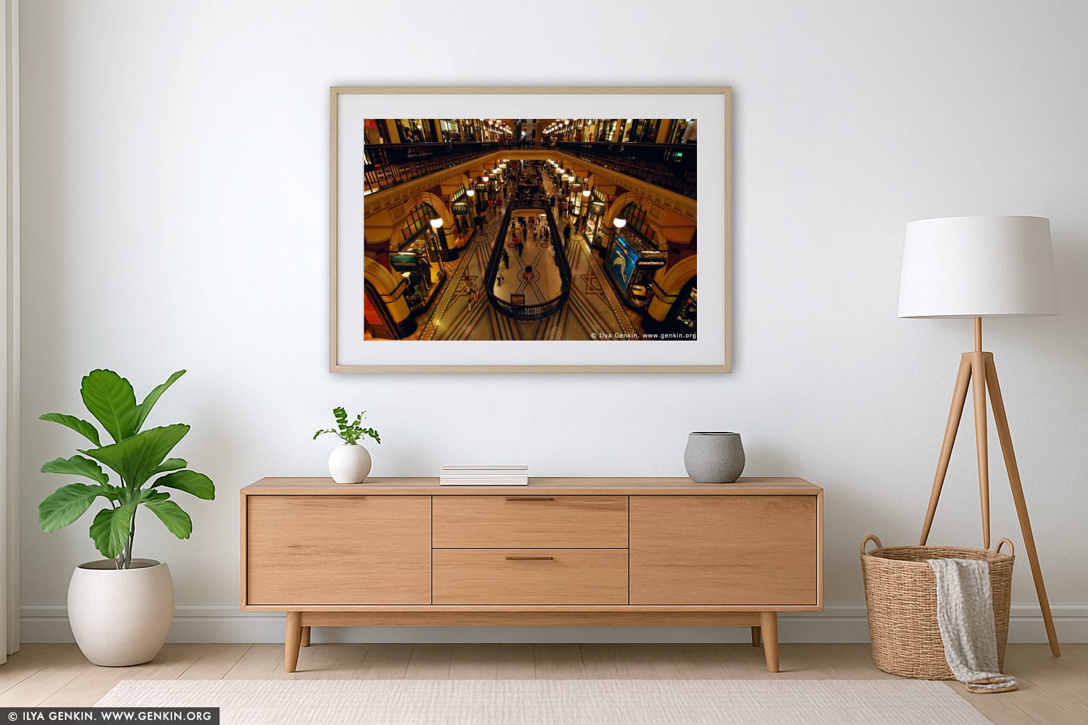 Interior of the Queen Victoria Building (QVB) wall art in a contemporary living room interior