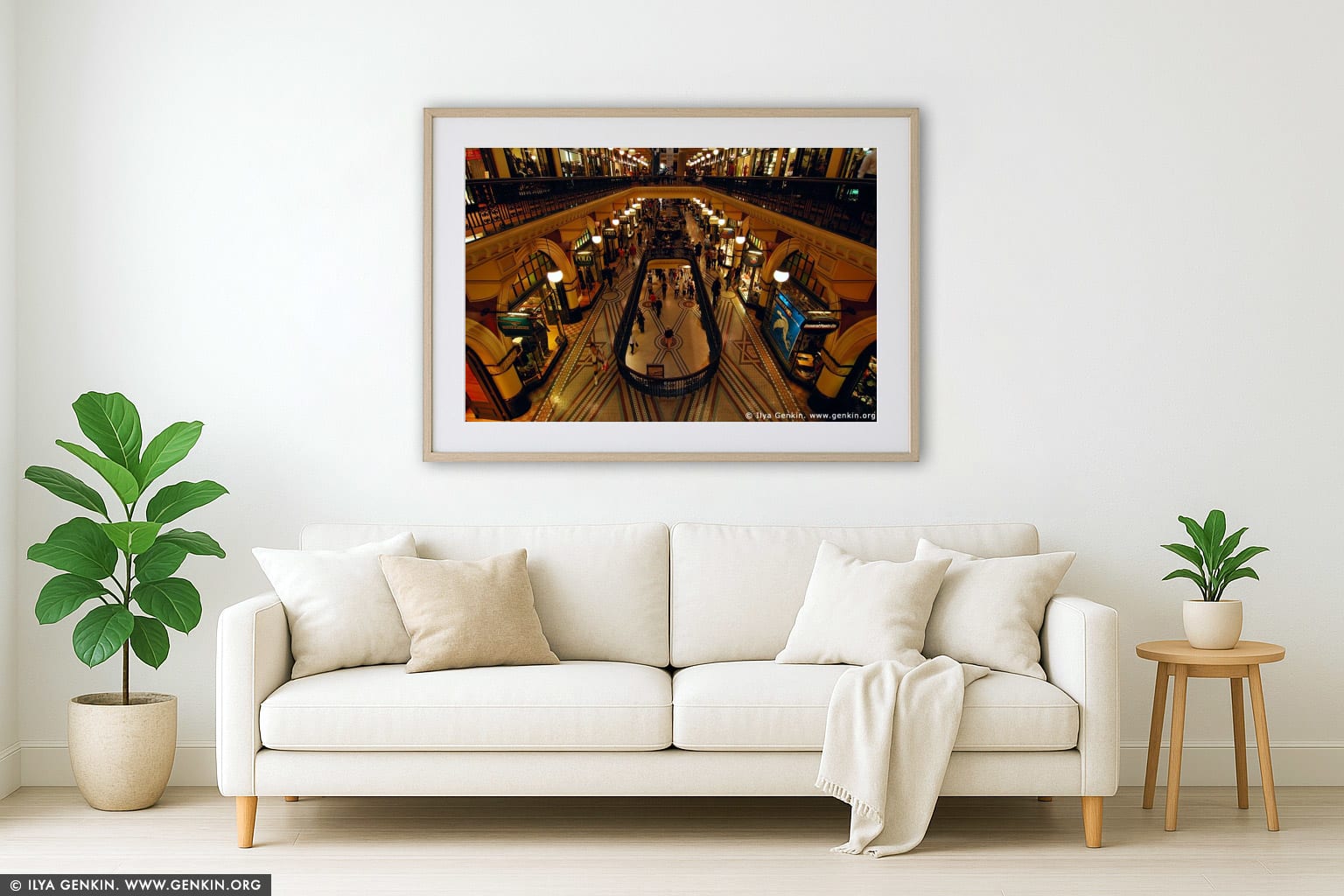 Interior of the Queen Victoria Building (QVB) wall art in a luxury living room interior