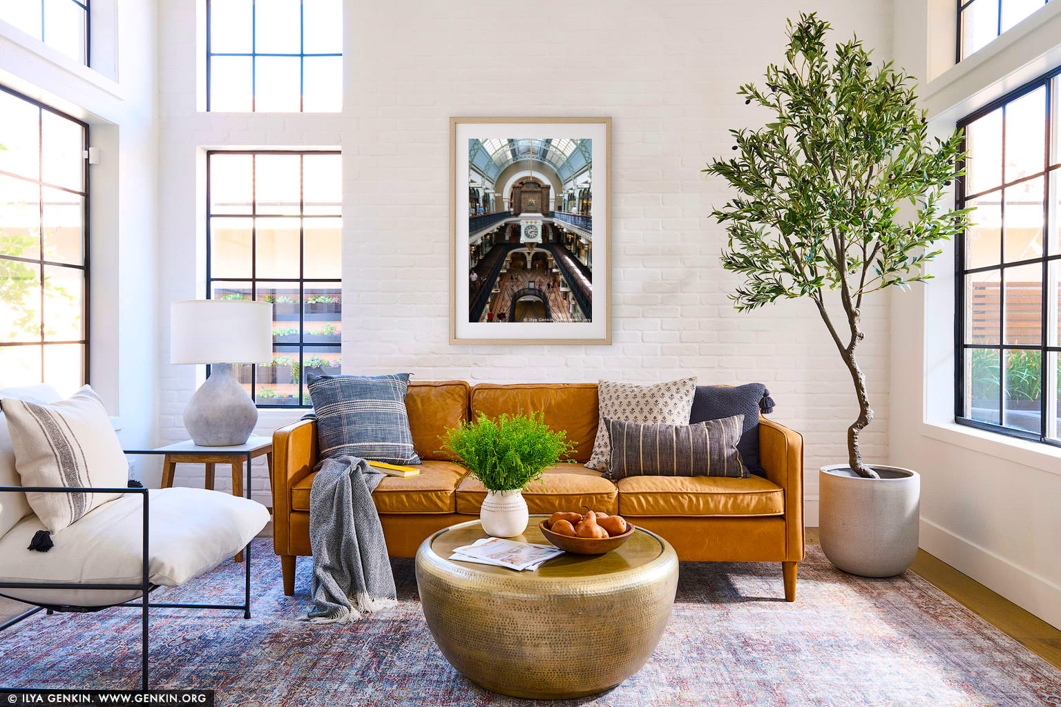 Interior of the Queen Victoria Building (QVB) wall art in a luxury living room interior