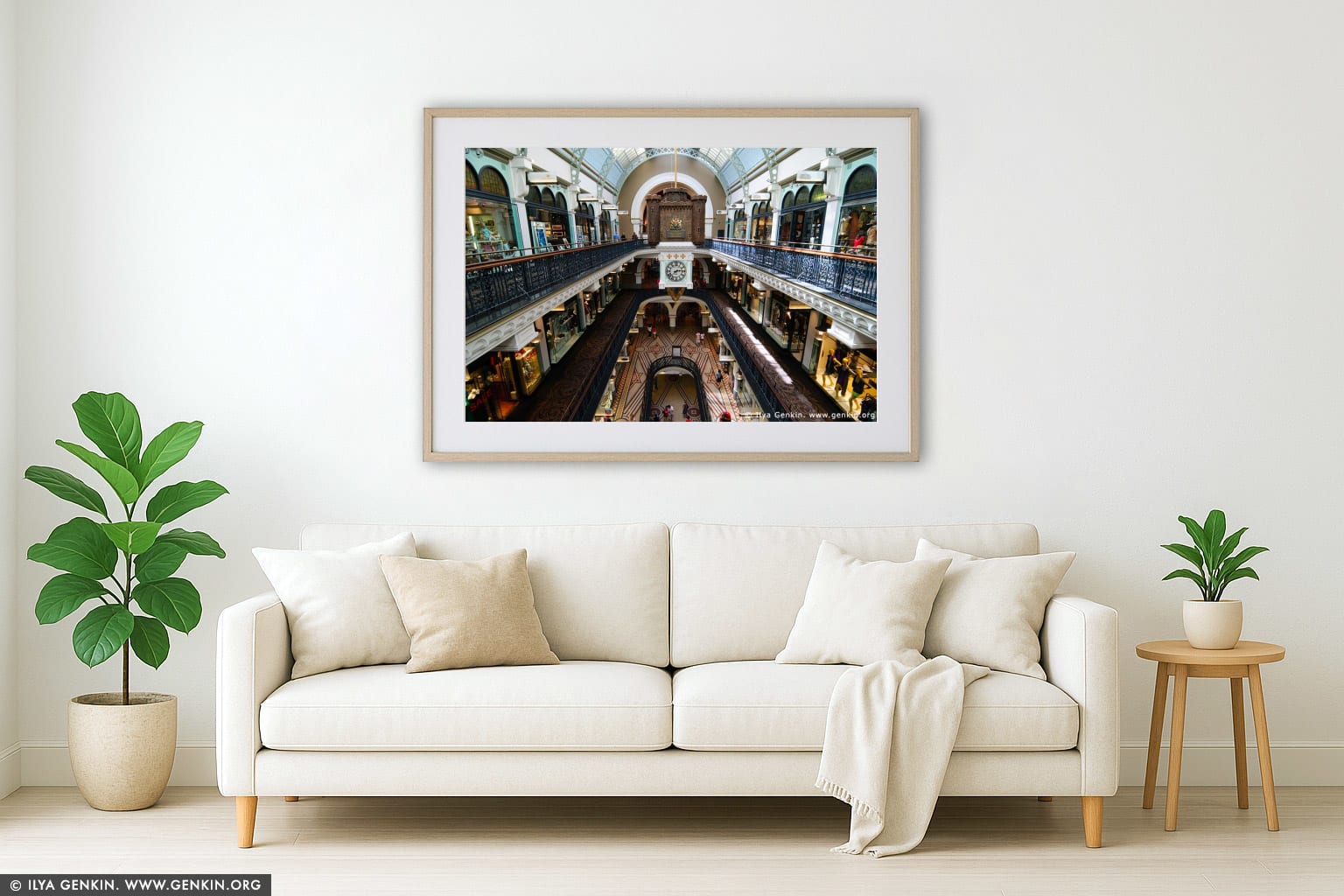 Interior of the Queen Victoria Building (QVB) wall art in a luxury living room interior