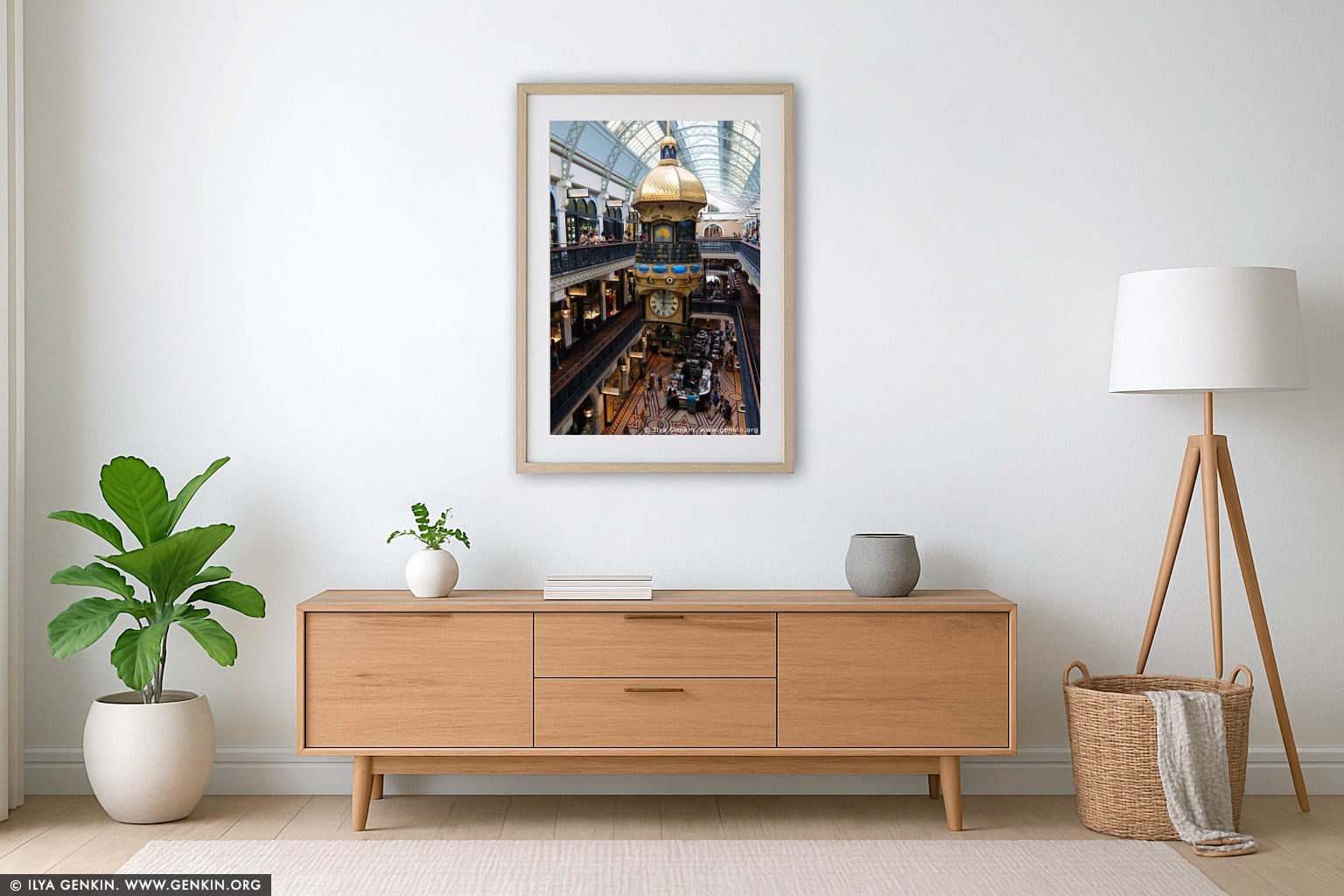 Great Australia Clock at QVB wall art in a luxury living room interior