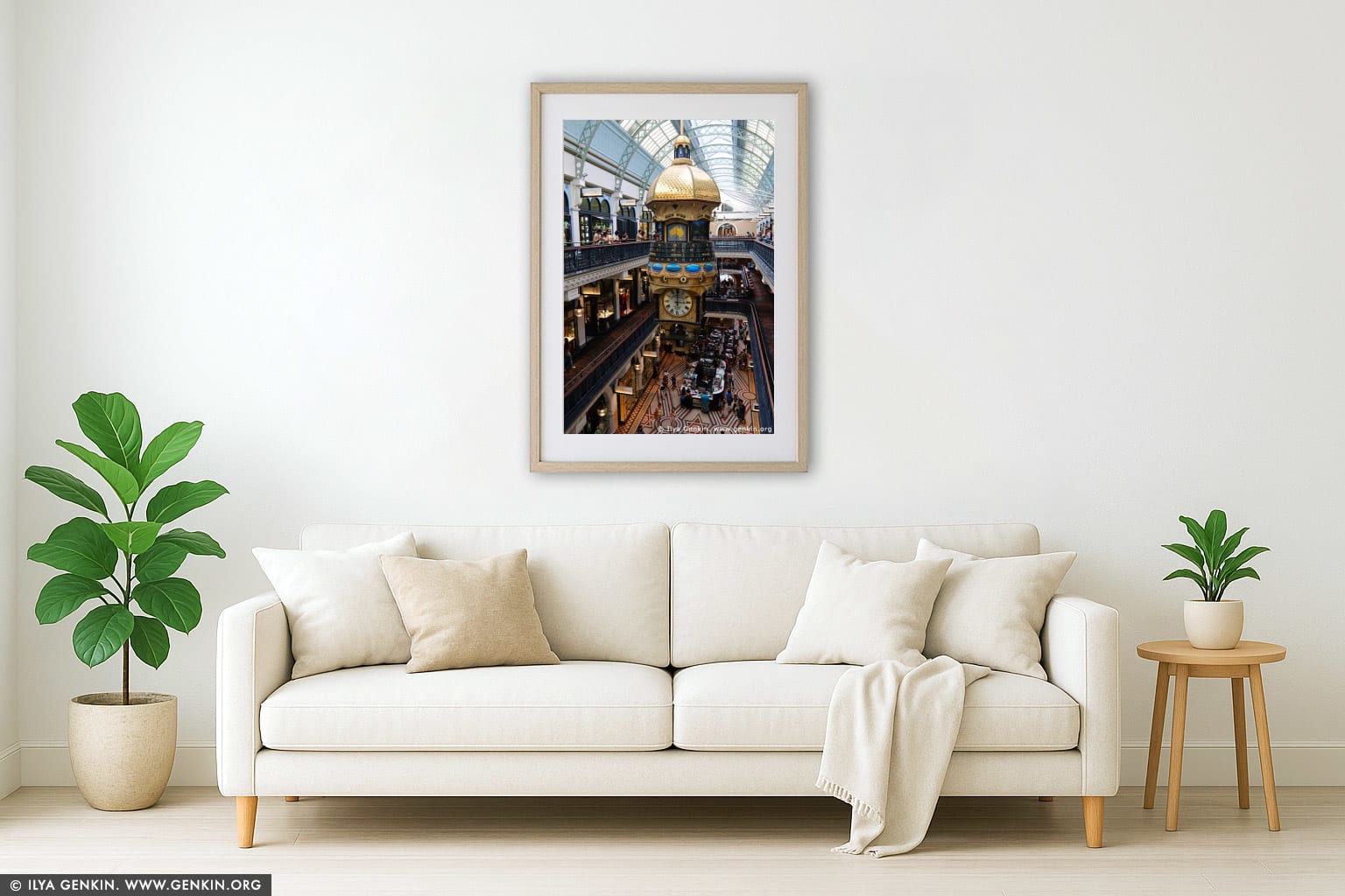 Great Australia Clock at QVB wall art in a contemporary living room interior