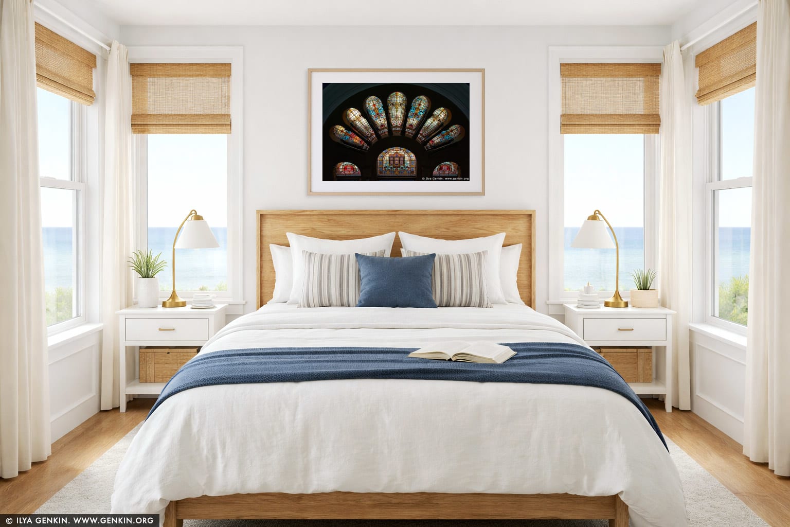 Stained Glass Windows at QVB wall art in a bedroom interior