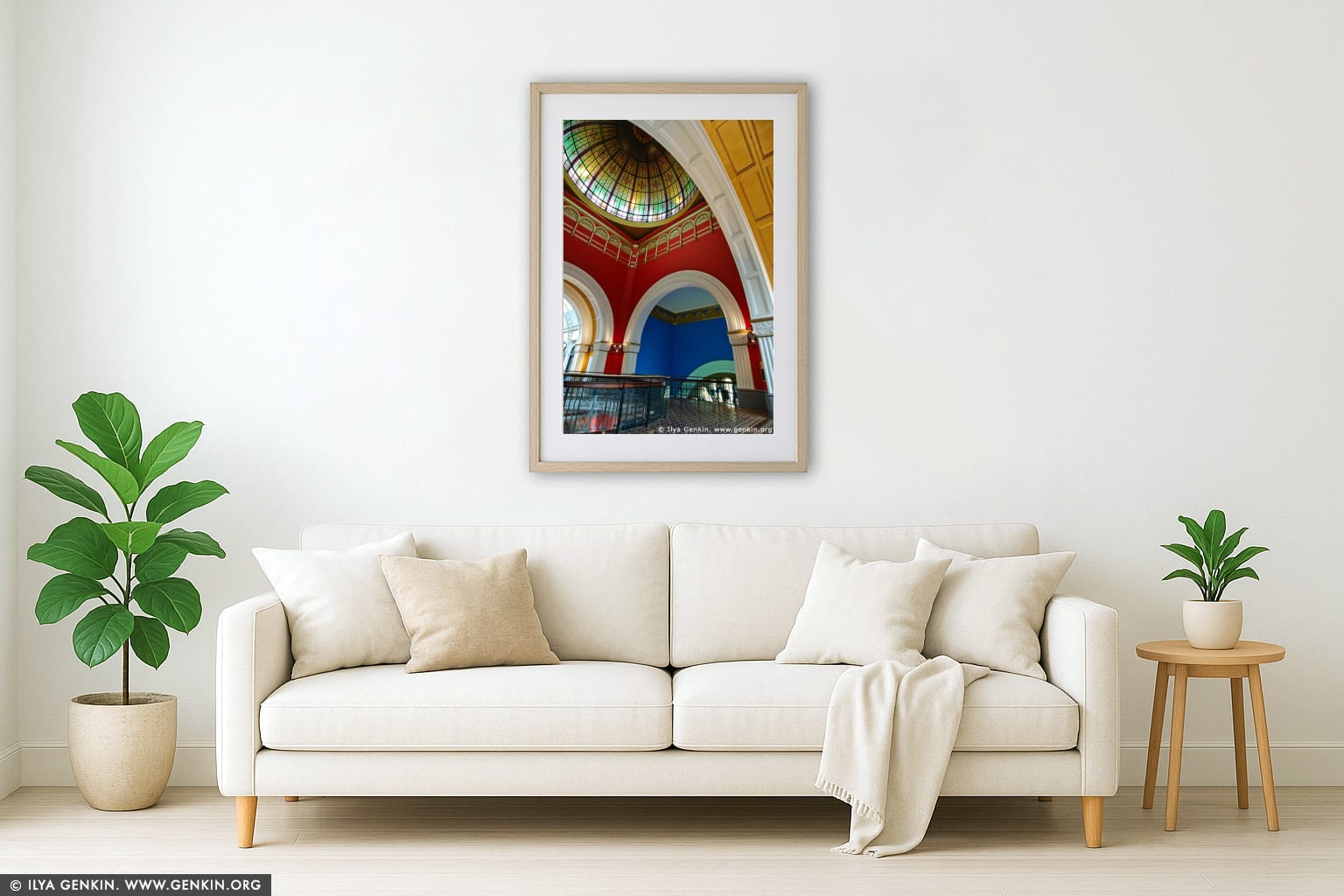 Interior of the Queen Victoria Building (QVB) wall art in a modern living room interior