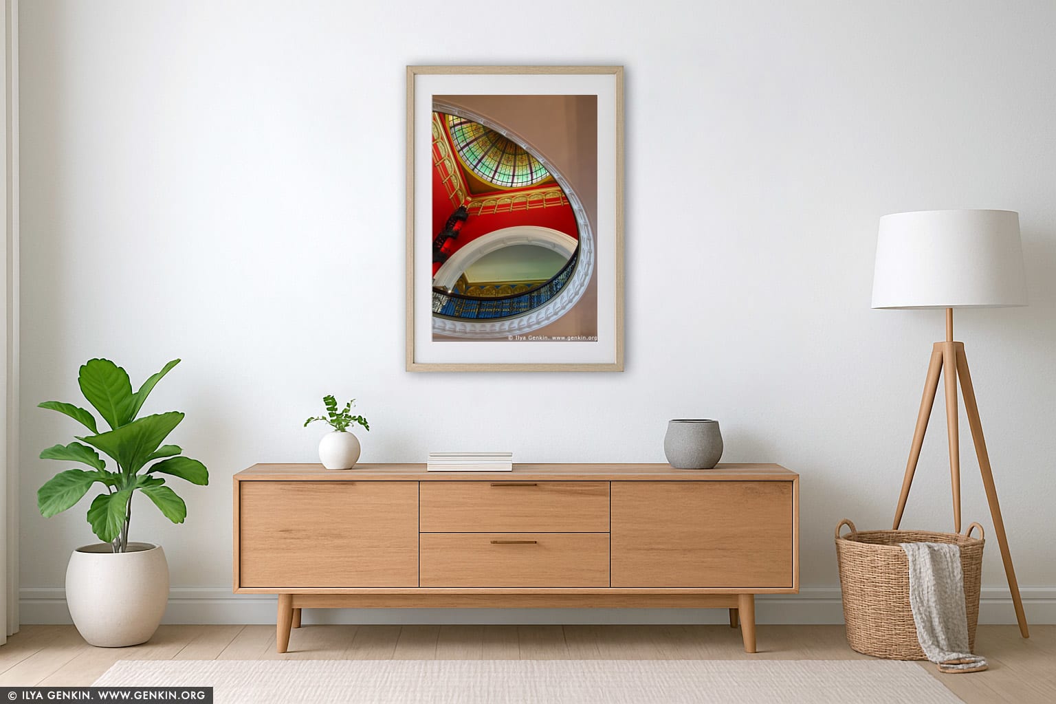 Interior of the Queen Victoria Building (QVB) wall art in a luxury living room interior