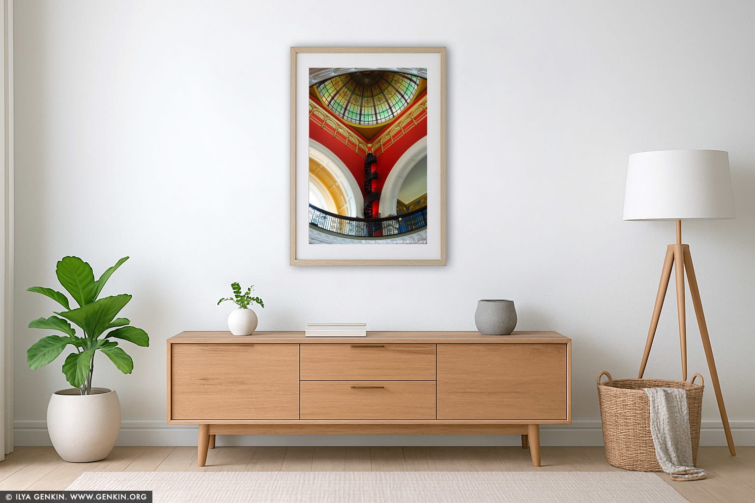 Interior of the Queen Victoria Building (QVB) wall art in a modern living room interior