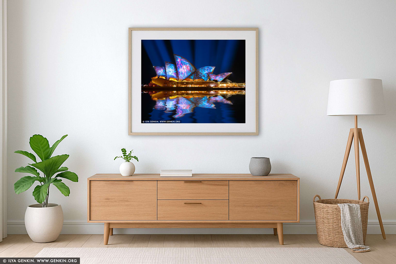 Vivid Sydney 2014 - Lighting of the Sails wall art in a minimalist living room interior