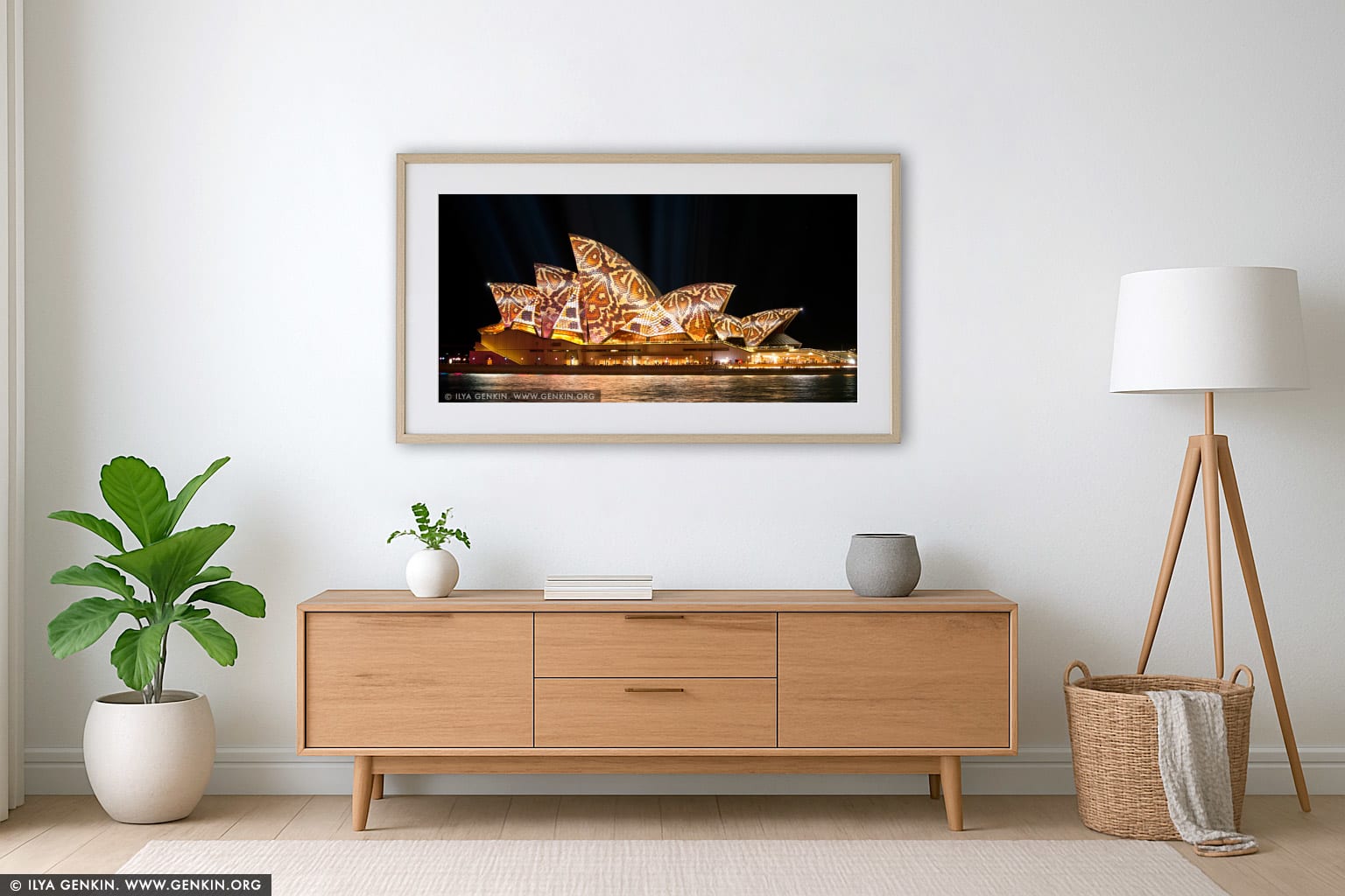 Vivid Sydney 2014 - Lighting of the Sails wall art in a luxury living room interior