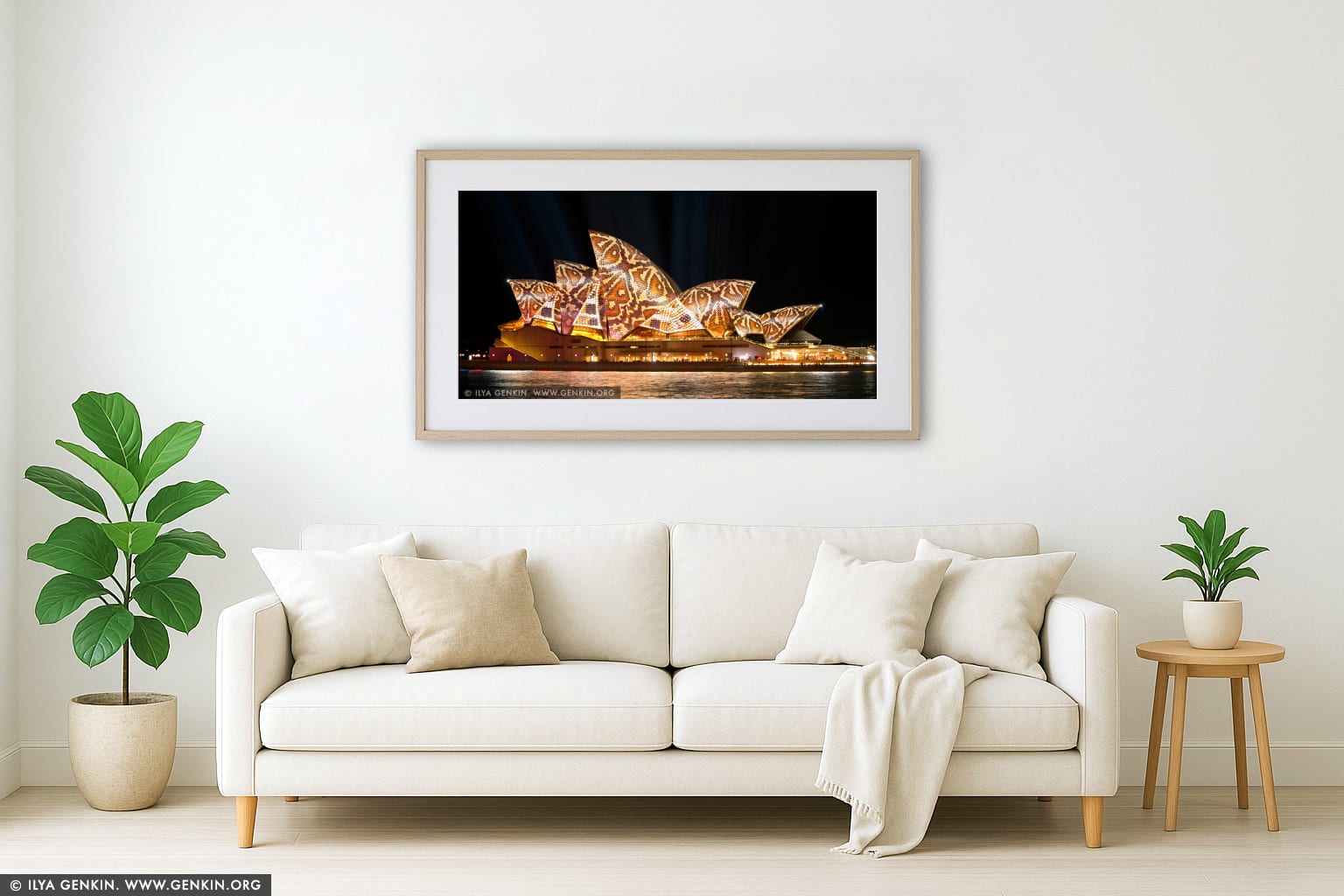 Vivid Sydney 2014 - Lighting of the Sails wall art in a contemporary living room interior