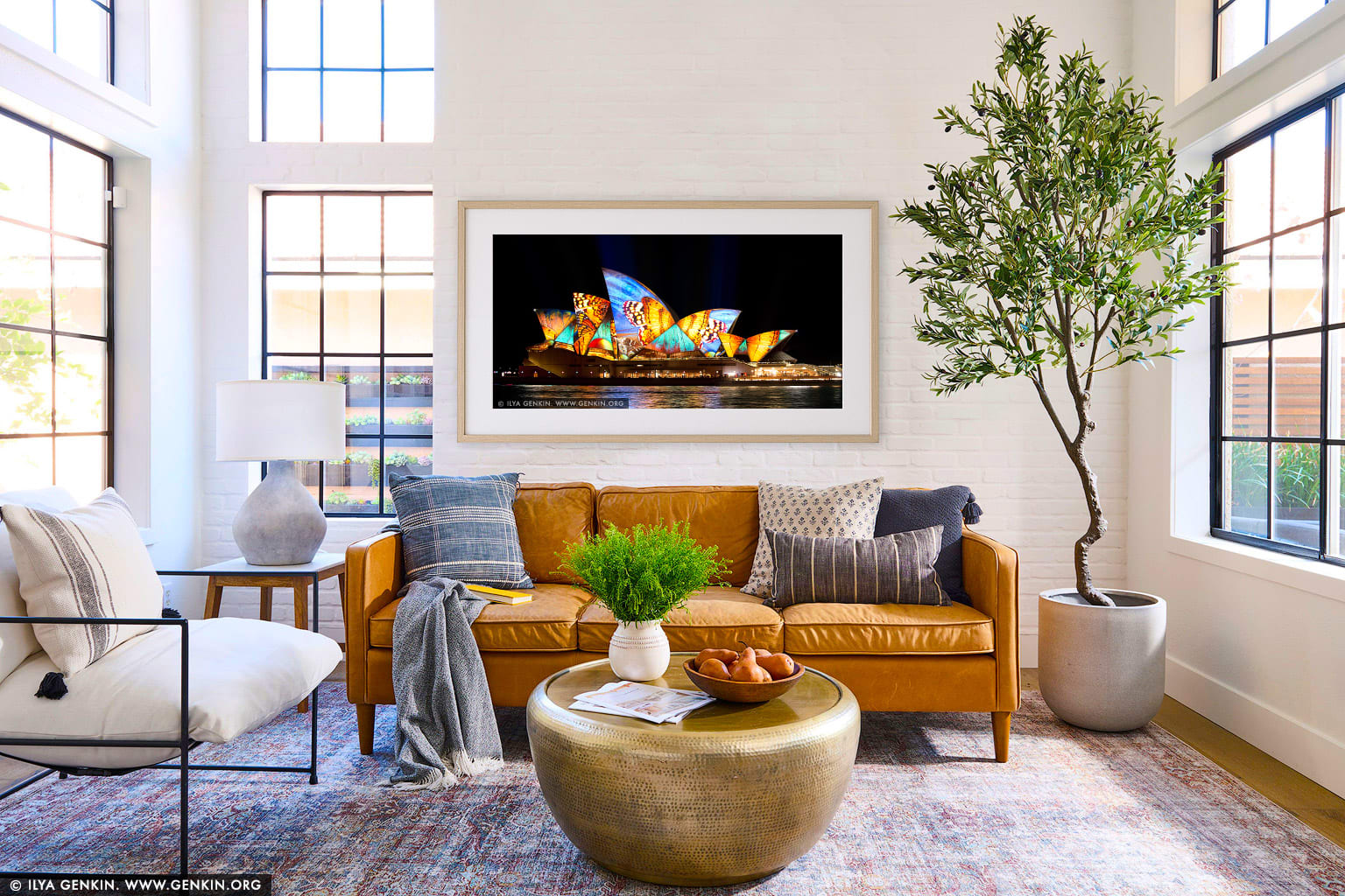 Vivid Sydney 2014 - Lighting of the Sails wall art in a luxury living room interior