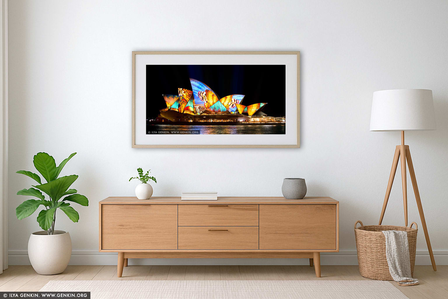 Vivid Sydney 2014 - Lighting of the Sails wall art in a modern living room interior