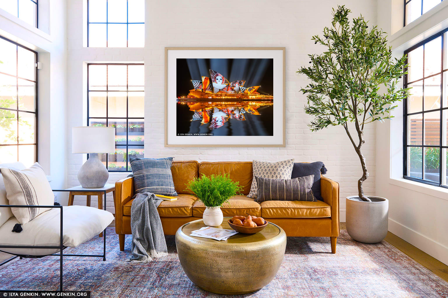 Lighting The Sails 'Songlines' - Vivid Sydney 2016 wall art in a contemporary living room interior