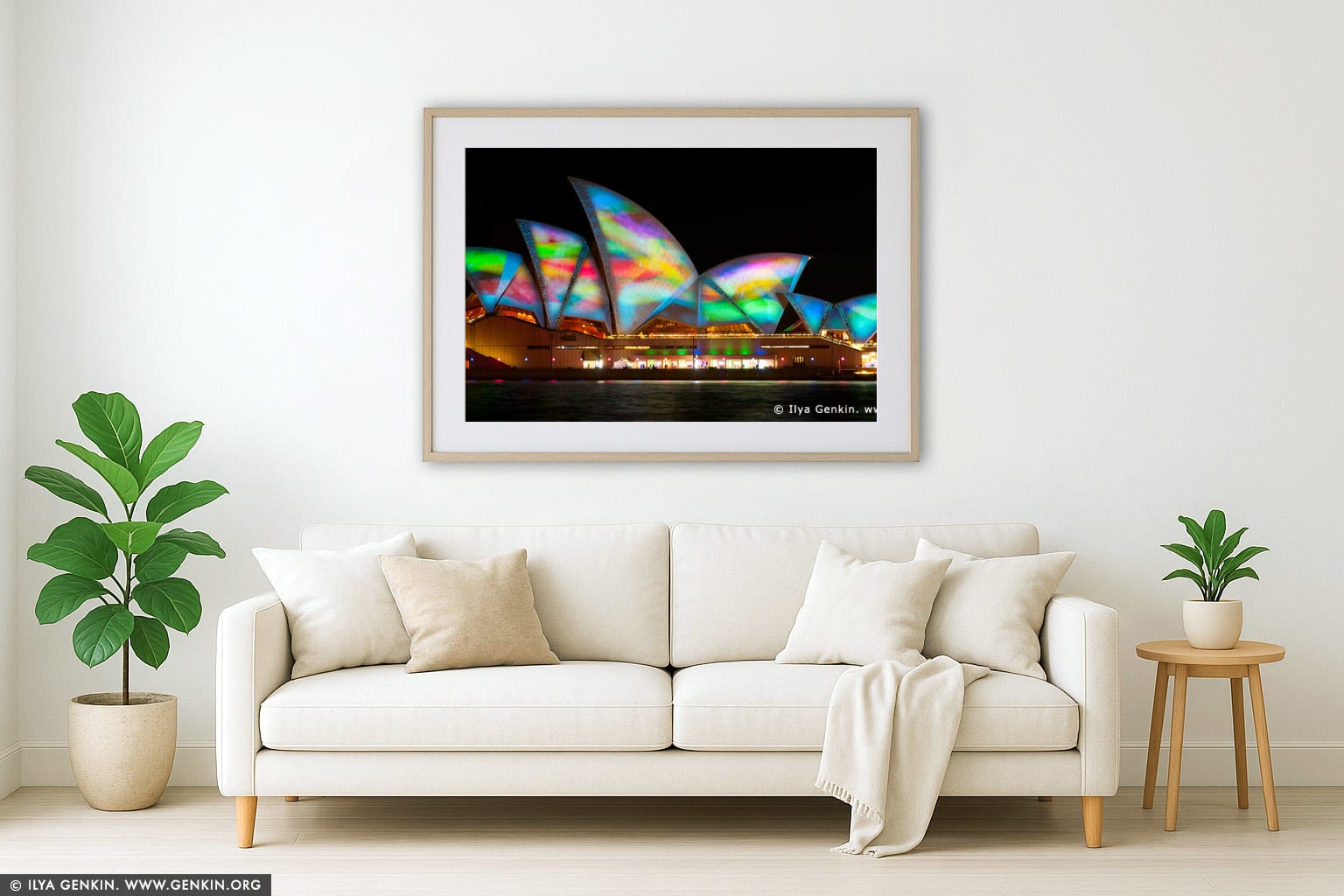Lighting the Sails - Vivid Sydney 2011 wall art in a contemporary living room interior
