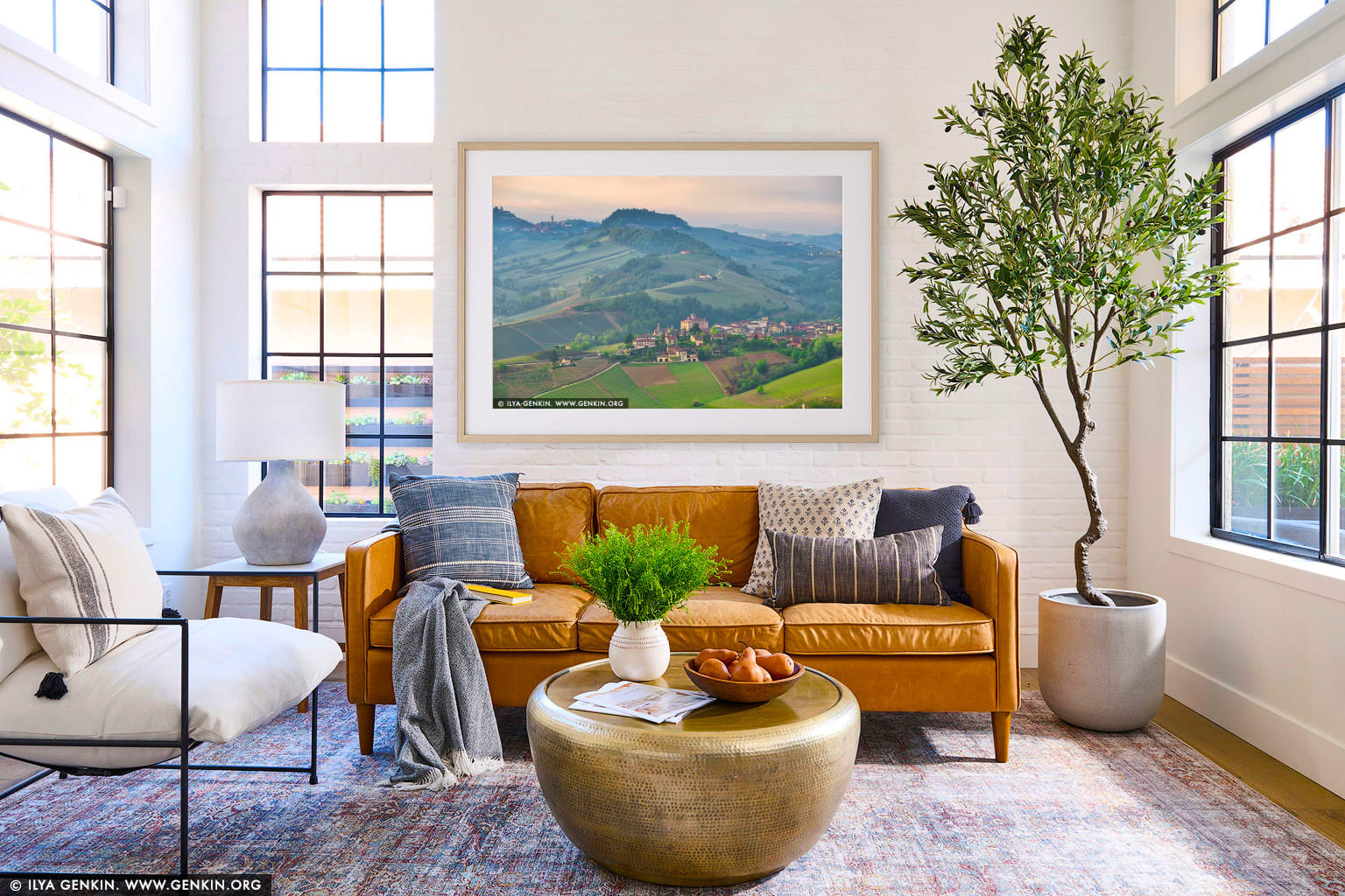 Hills of Barolo in the Morning wall art in a luxury living room interior
