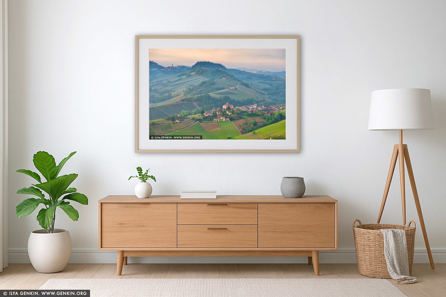 Hills of Barolo in the Morning wall art in a modern living room interior