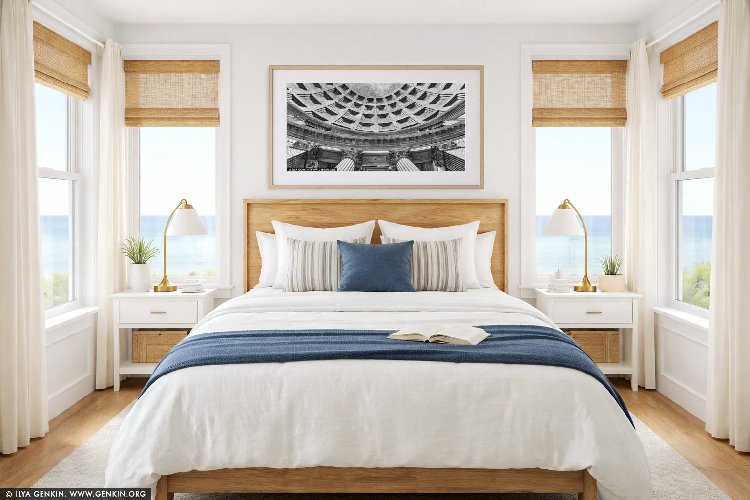 The Pantheon Dome wall art in a bedroom interior