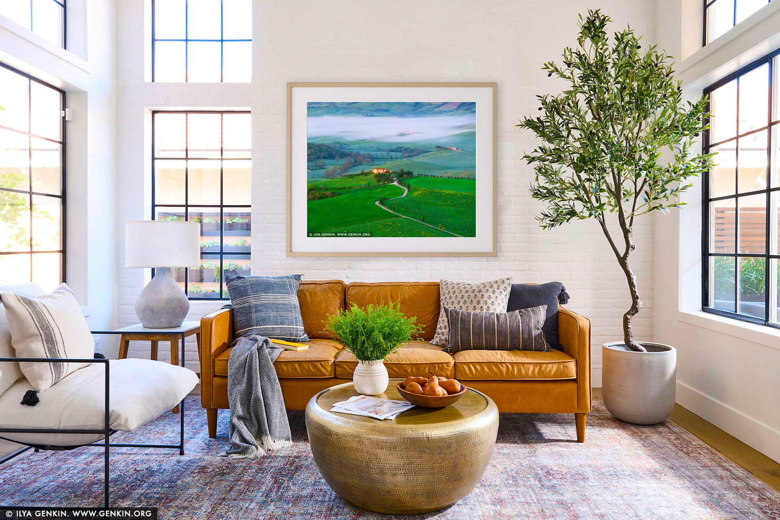 Early Morning at Val d'Orcia wall art in a luxury living room interior
