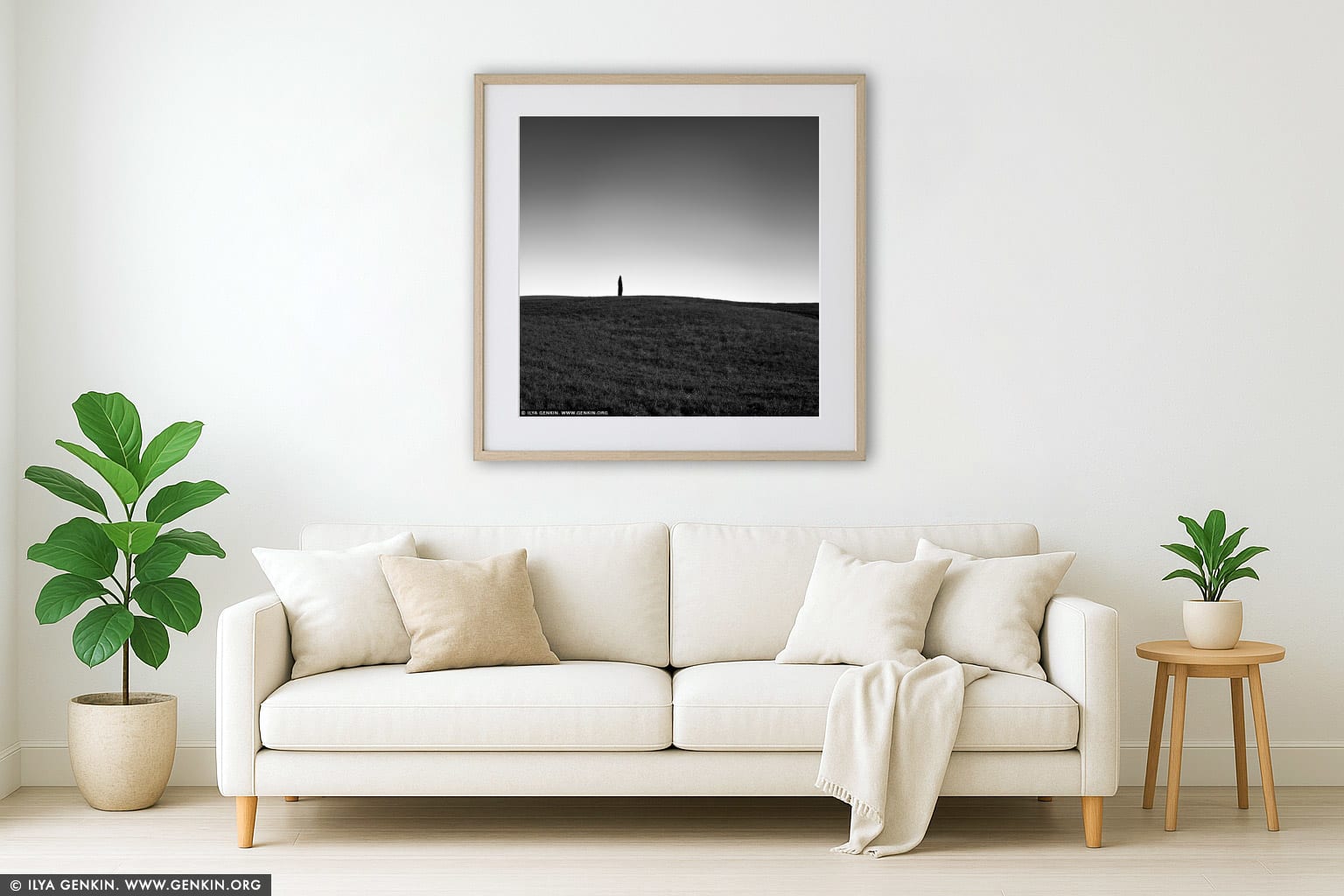 Lonely Cypress Tree at San Quirico d'Orcia wall art in a contemporary living room interior