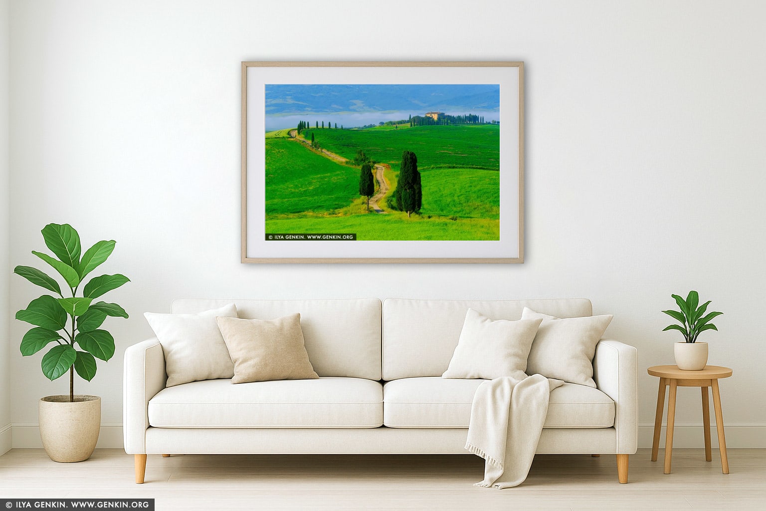 Elysian Path. Morning Light over Tuscany's Gladiator Road wall art in a luxury living room interior