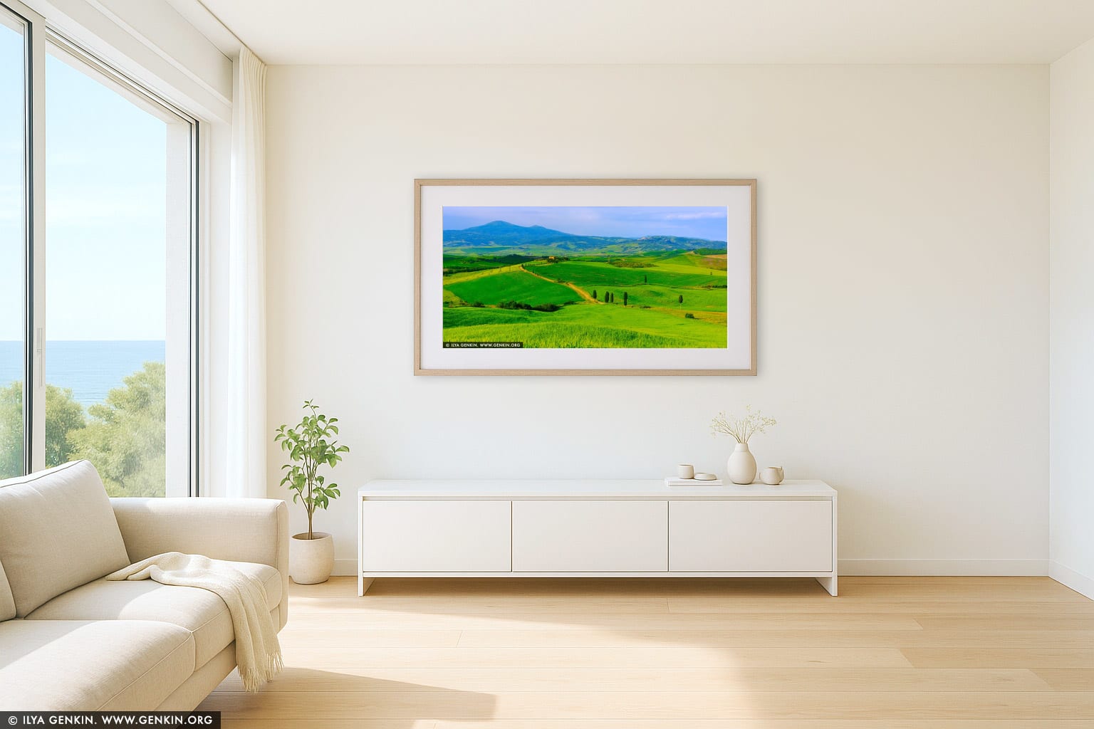 Tuscany's Eternal Dream. The Gladiator Road Unfolds wall art in a contemporary living room interior