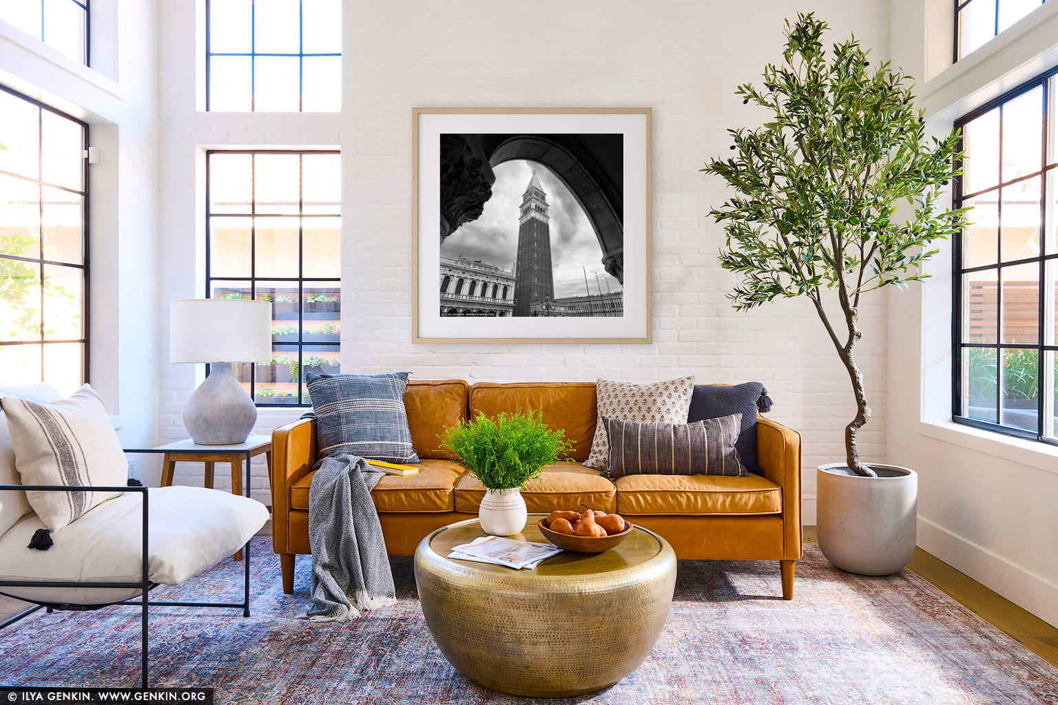 St Mark's Campanile, Study 1 wall art in a minimalist living room interior