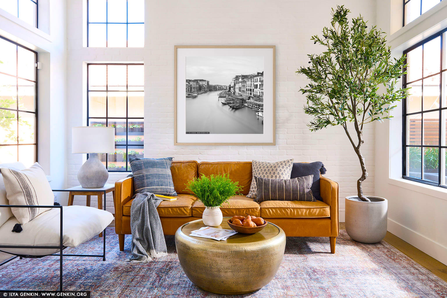 Venice Grand Canal, Study 1 wall art in a minimalist living room interior
