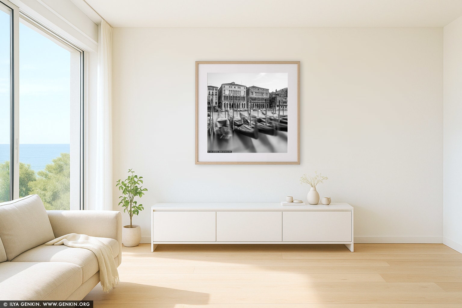 Venice Grand Canal, Study 3 wall art in a minimalist living room interior