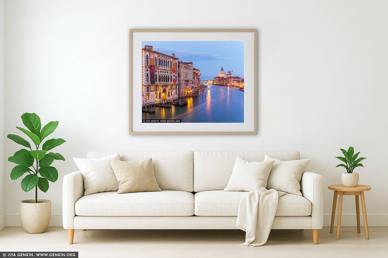 The Grand Canal at Ponte dell'Accademia at Dusk wall art in a luxury living room interior
