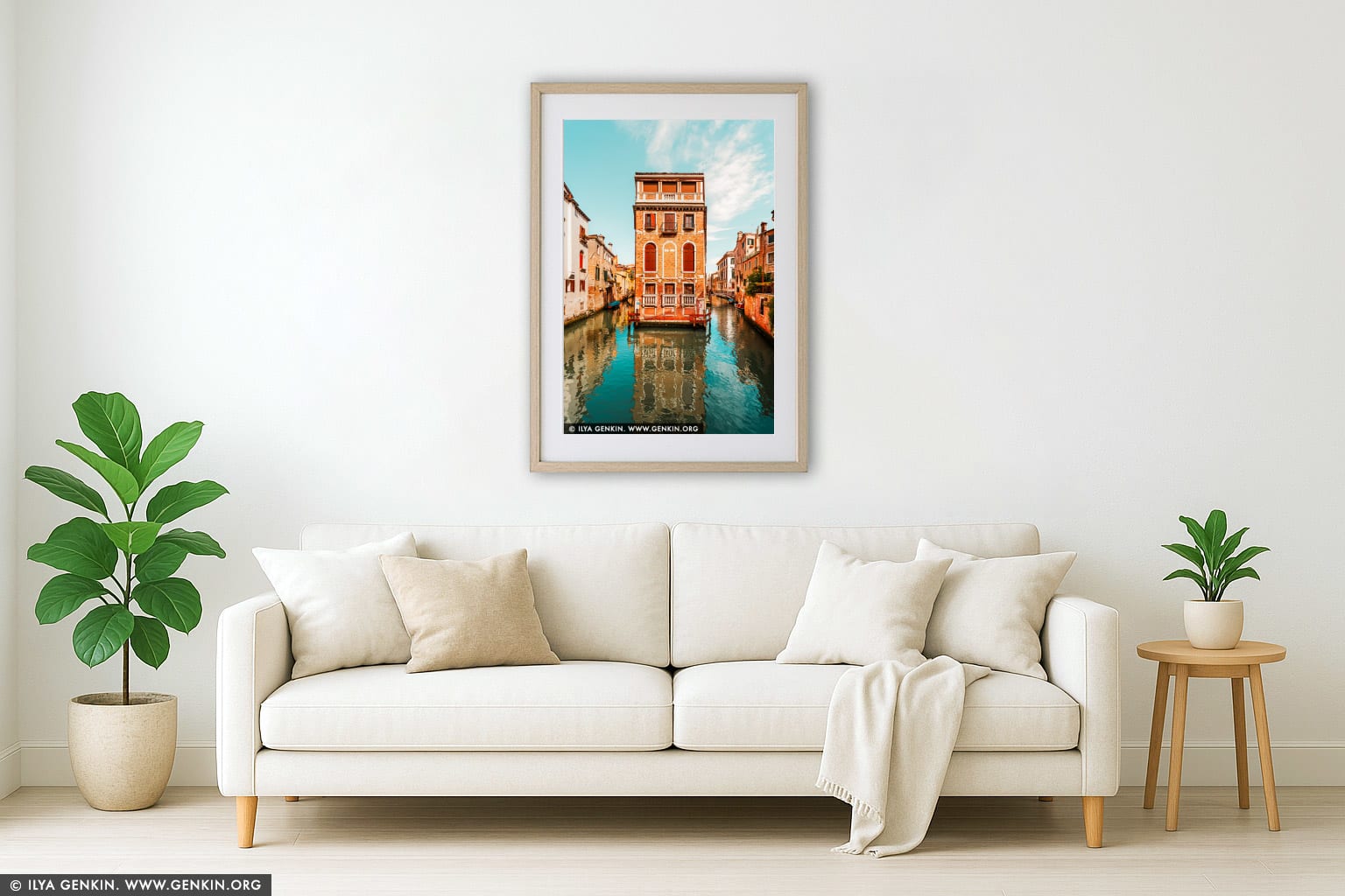 Venice Canals and Streets, Study 2 wall art in a modern living room interior