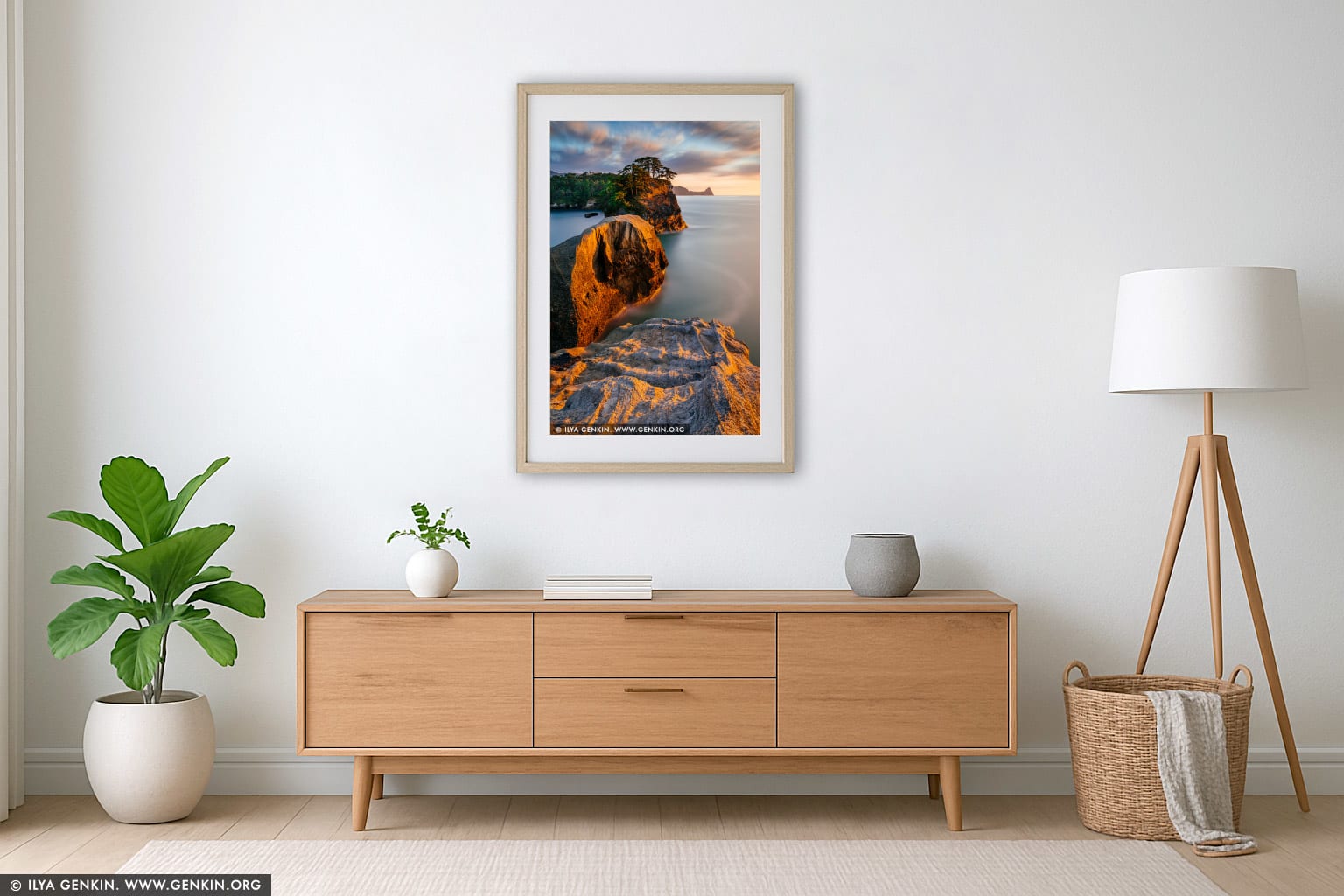 Dogashima Islands at Sunset wall art in a luxury living room interior