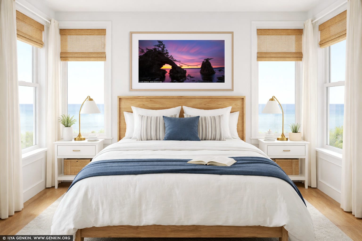 Hatago Iwa #2 (Married Rocks) wall art in a bedroom interior