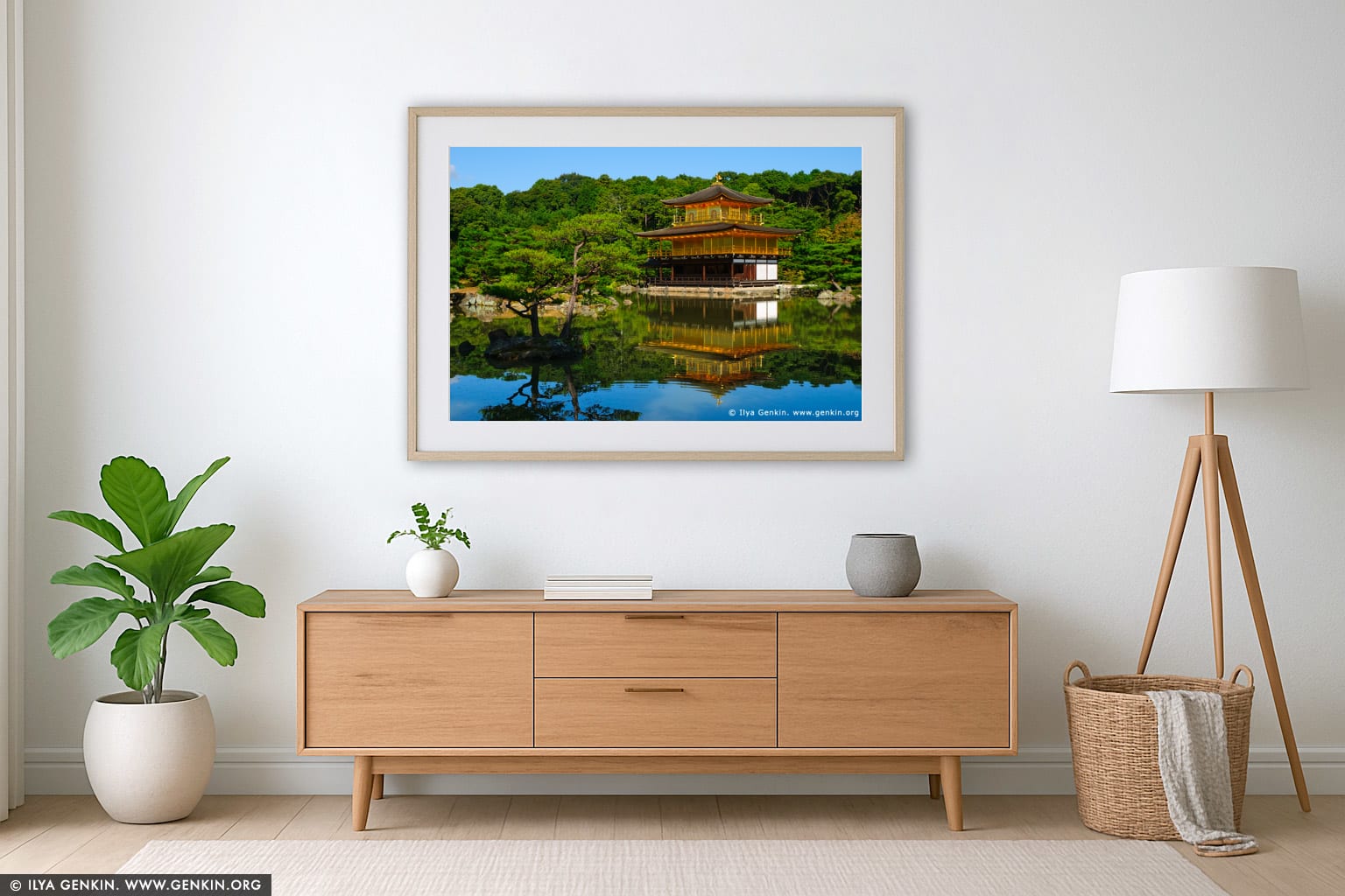 Kinkakuji - Golden Pavilion wall art in a luxury living room interior