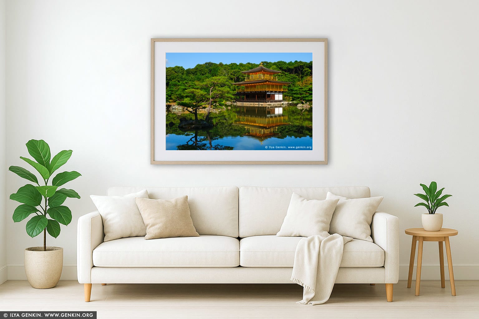 Kinkakuji - Golden Pavilion wall art in a contemporary living room interior